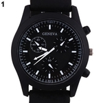 Ficha técnica e caractérísticas do produto Moda Luxo Casual Boy Masculino Preto Dial Sports Rubber Strap relógio de pulso