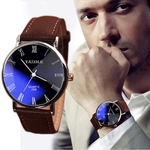 Ficha técnica e caractérísticas do produto Moda Luxo Faux Leather Mens Quartz Analog Watch Rel¨®gios