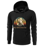 Ficha técnica e caractérísticas do produto Moda Masculina Dolly Parton e carta de What Would Dolly Do Impresso Hoodie Casual manga comprida preta moletom com capuz