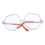 Ficha técnica e caractérísticas do produto Moda Prata Quadro Hexágono óculos óculos De Sol óculos De Proteção Para 1/6 Blythe Bonecas