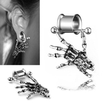 Ficha técnica e caractérísticas do produto Moda Unisex Esqueleto Mão Pingente Barbell Ear Flesh Tunnel Expander Piercing