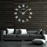 Ficha técnica e caractérísticas do produto Modern Luxury 3D Relógio de parede Big Size Home Decor DIY Grande quartzo Roman Clocks Espelho acrílico adesivos de parede