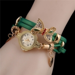 Ficha técnica e caractérísticas do produto Mulher retro da forma Bowknot Diamante Lady pulseira relógio Ladies watch