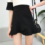 Ficha técnica e caractérísticas do produto Mulheres Casual cor sólida cintura alta Founcing Segurança Stretch algodão Fishtail Skirt saia curta