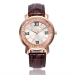 Ficha técnica e caractérísticas do produto Mulheres elegante relógio de quartzo elegante com pulseira de couro presente de ornamento de relógio de pulso