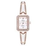 Ficha técnica e caractérísticas do produto Mulheres Elegantes Strass Incrustados Quadrado Dial Pulseira De Quartzo Relógio De Pulso Presente