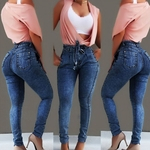 Ficha técnica e caractérísticas do produto Mulheres Esticável corpo de construção de cintura Franjas Jeans Belt alta cintura Jeans