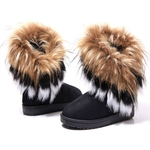 Ficha técnica e caractérísticas do produto Mulheres Faux Fur Line Bota de neve de inverno Botas de camurça plana Ankle Boots High Top Mid-bezerro botas para mulheres