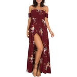 Ficha técnica e caractérísticas do produto Mulheres Floral Impresso Beach Dress Sexy vestido tubo fenda longa vestido elegante Gostar