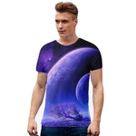 Ficha técnica e caractérísticas do produto Mulheres Homens chique fresco 3D Starry Sky Impressão T-shirt de manga curta
