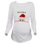 Ficha técnica e caractérísticas do produto Mulheres Maternidade Wear Papai Noel Impressão bonitos vestem grávida Manga comprida T-shirt