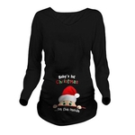 Ficha técnica e caractérísticas do produto Women Maternity Wear Santa Claus Cute Printing Pregnant Wear Long Sleeved T-shirt