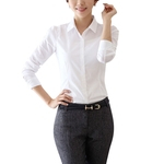 Ficha técnica e caractérísticas do produto Mulheres Moda Long / Short Sleeve Branco Magro Estilo shirt Blouse