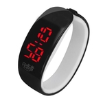 Ficha técnica e caractérísticas do produto Mulheres Moda Rubber LED Watch Data Sports Pulseira Digital rel¨®gio de pulso BK