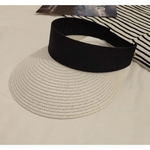 Ficha técnica e caractérísticas do produto Mulheres oco Top dobrável chapéu de palha Banda ajustável Chapéu de Sol Gostar
