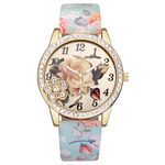 Ficha técnica e caractérísticas do produto Mulheres Relógios De Luxo Reloj Rose Flor Imprimir Silicone Floral Relógio De Senhora Meninas Quartz Relógio De Pulso