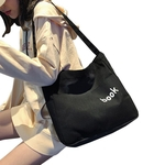 Ficha técnica e caractérísticas do produto Mulheres Simples Moda Padrão Letter Único Shoulder Bag Canvas Satchel Bolsa de ombro