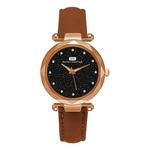 Ficha técnica e caractérísticas do produto Mulheres Star Diamond correia de couro moda elegante relógio de quartzo Relógio de pulso