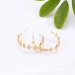 Ficha técnica e caractérísticas do produto Earrings Mulheres Student doce S925 prata folhas de agulhas Diamante chapeamento de ouro Zircon Brincos