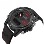 Ficha técnica e caractérísticas do produto Naviforce Men Quartz Digital Rights Watch Luminous Semana Waterproof Couro Strap Sports relógio de pulso Wristwatch