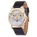 Ficha técnica e caractérísticas do produto New Cat bonito Óculos Mulheres analógico Quartz Dial relógio de pulso