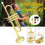 Ficha técnica e caractérísticas do produto Instrumentos de música de bronze profissional trompete com saco trompete de ouro de bronze tubo de solda digital digital música adota