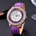 Ficha técnica e caractérísticas do produto Mshop Assista Elegante Com Diamante Decor Quicksand Dial Couro Presentes Quartz Relógios De Pulso Para O Aniversário Mulher