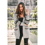 Ficha técnica e caractérísticas do produto MSHOP Brasão Mulheres Moda emenda Long Sleeve Cardigan Sweater