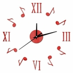 Ficha técnica e caractérísticas do produto Notas da música números romanos Art Stickers Acrílico Sala Modern Quartz Relógio de parede silencioso