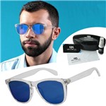 Ficha técnica e caractérísticas do produto Oculos Sol Transparente Lente Azul Masculino UV 400 - Izaker