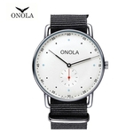Ficha técnica e caractérísticas do produto ONOLA 3806 Homens de relógio de quartzo Couro Nylon Banda Moda multifunções relógio de pulso 3ATM Relógios Azul