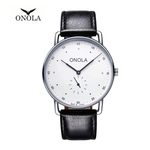 Ficha técnica e caractérísticas do produto ONOLA 3806 Homens de relógio de quartzo Couro Nylon Banda Moda multifunções relógio de pulso 3ATM Relógios Grey