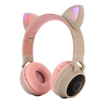 Ficha técnica e caractérísticas do produto Orelha bonito Cat Bluetooth 5.0 Auscultadores dobrável On-Ear Stereo Headset sem fio com Card / TF Radio Mic LED Suporte FM / Aux in para Smartphones PC Tablet Headset