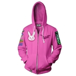 Ficha técnica e caractérísticas do produto Overwatch DVA DJ 3D Digital Printing Zipper com capuz Sports Hoodie masculino