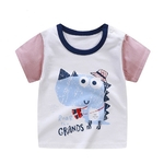 Ficha técnica e caractérísticas do produto Padrão Crianças dos desenhos animados manga curta T-shirt Meninos Meninas algodão macio Tops Venda quente