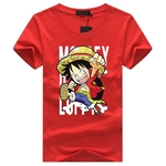 Ficha técnica e caractérísticas do produto Padrão Homens Mulheres dos desenhos animados Luffy gola redonda soltas camiseta manga curta para estudante do adolescente Gostar