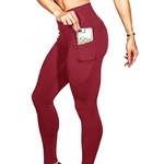 Ficha técnica e caractérísticas do produto Pants Mulheres Yoga Gym Leggings Com Bolsos Telefone Slim Fit Sports Nona Pants Casual