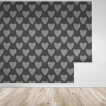Ficha técnica e caractérísticas do produto Papel de parede corações tons de cinza