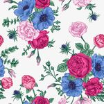 Ficha técnica e caractérísticas do produto Papel De Parede Floral Rosa e Azul 3,00m x 59cm