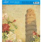 Ficha técnica e caractérísticas do produto Papel Scrap Decor Folha Simples 20x20 Pisa Tower Itália SDSXX-037 - Litoarte - Litoarte