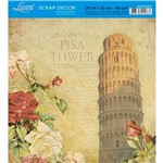 Ficha técnica e caractérísticas do produto Papel Scrap Decor Folha Simples 20x20 Pisa Tower Itália SDSXX-037 - Litoarte