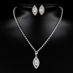 Ficha técnica e caractérísticas do produto 2Pcs / Set Mulheres Simples Concise Brilhante Diamante Brincos Moda + Colar conjunto de jóias