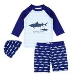 Ficha técnica e caractérísticas do produto 3pcs / set Tops Padrão Crianças Boy Swimsuit Tubarão + Shorts + Touca de Natação