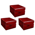 Ficha técnica e caractérísticas do produto 3 peças vermelho pintado único slot caixa de relógio de madeira caixa de relógio de pulso de armazenamento