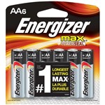 Ficha técnica e caractérísticas do produto Pilha Alcalina AA 1,5V Max Energizer - Cartela com 6 Pilhas