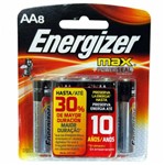 Ficha técnica e caractérísticas do produto Pilha Alcalina Energizer Max AA Pequena 8 Unidades