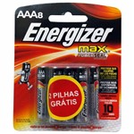 Ficha técnica e caractérísticas do produto Pilha Alcalina Energizer Max AAA Palito 8 Unidades