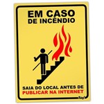 Ficha técnica e caractérísticas do produto Placa em Caso de Incêndio