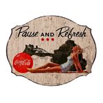 Ficha técnica e caractérísticas do produto Placa Parede Coca Cola Mdf Blond Lady Pause - 93025424