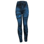 Ficha técnica e caractérísticas do produto Plus Size Mulheres Rasgado Imitação Jeans Leggings Quadris Levantar Calças Lápis Elástico